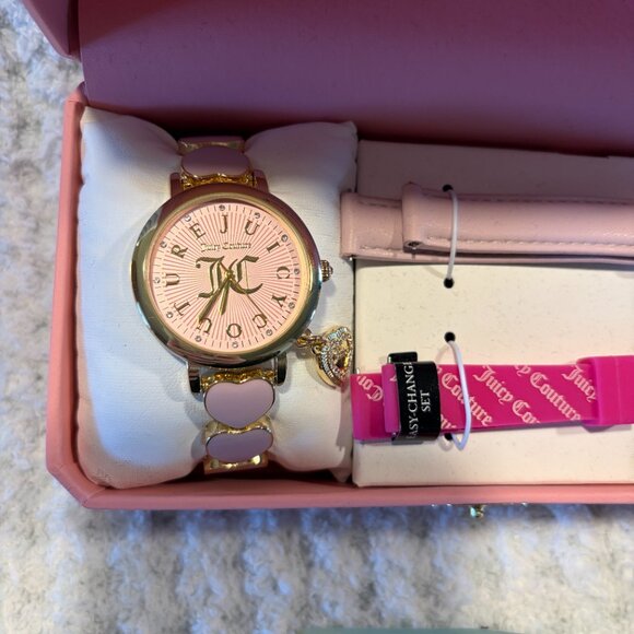 Juicy Couture 3-in-1 Heart Charm Watch Gift Set | Blush Pink & Gold main image 3